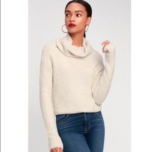 Free People Stormy Cream Cowl Neck Sweater